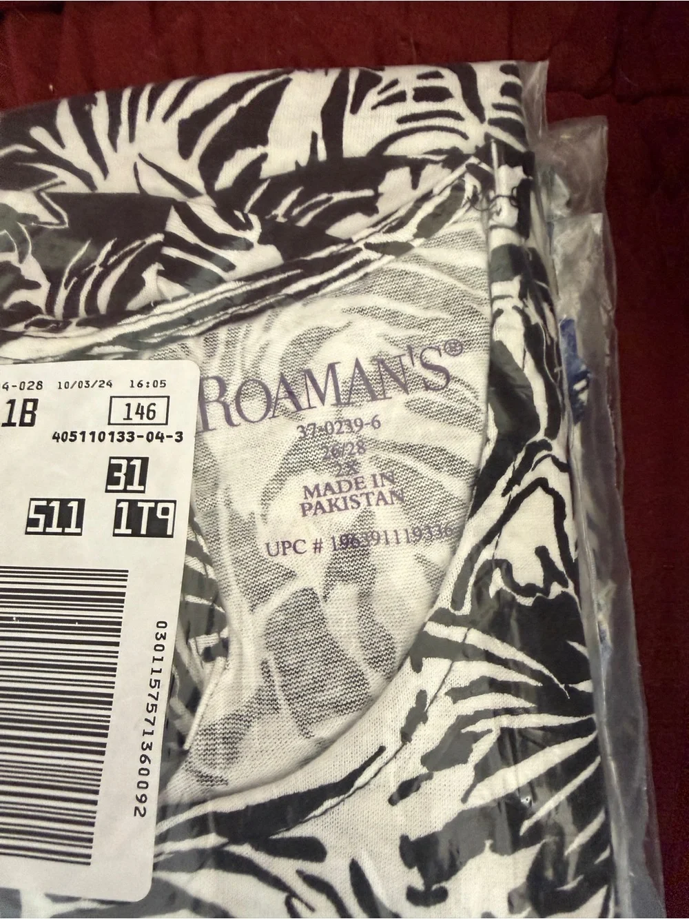 Roaman's Short Sleeve Printed Tees in Blue, Black and White - Picture 12 of 12